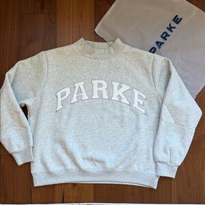 NEW PARKE Varsity Fleece Mockneck Sweatshirt in Metallic Size L/XL